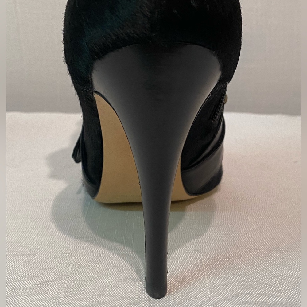 Manolo Blahnik Toapa Studded Mixed Media Ankle Boot Black 8.5B US Dyed Calf Hair - Picture 7 of 16
